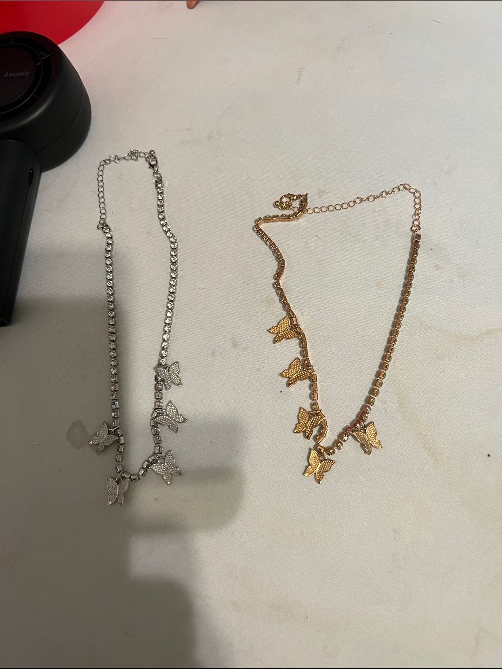 Gold and Silver Butterfly Necklace Set - Elegant Women’s Jewelry